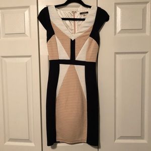 Nikibiki neutral, geometric bodycon dress